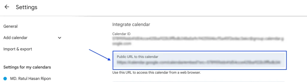 google calendar public URL sharing